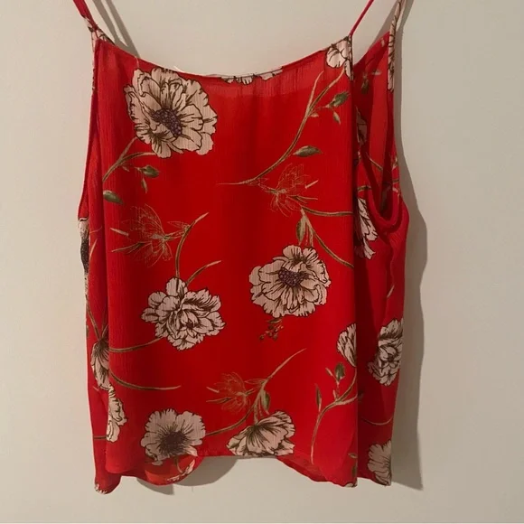 Red Floral Top with Spaghetti Straps - Picture 6 of 9
